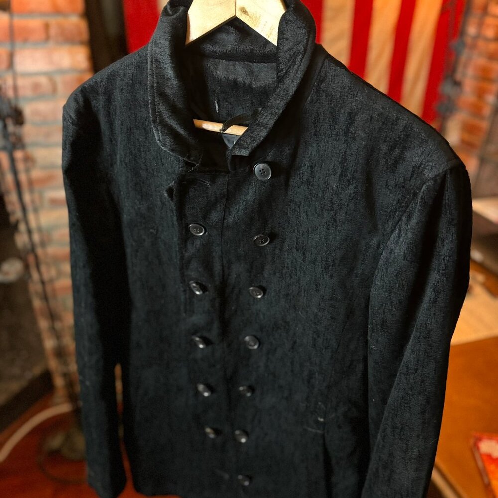 $1298 JOHN VARVATOS Textured Double Breasted BLACK COAT (szIT48)